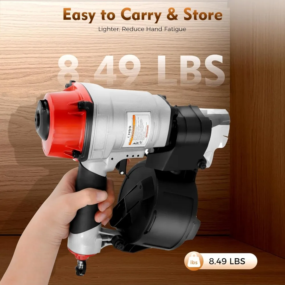 Pistola pneumática para cerco, capacidade de 300 pregos, 75-100 PSI, bobina de 1 a 2-1/4 polegadas, inclui óculos de segurança, contínua