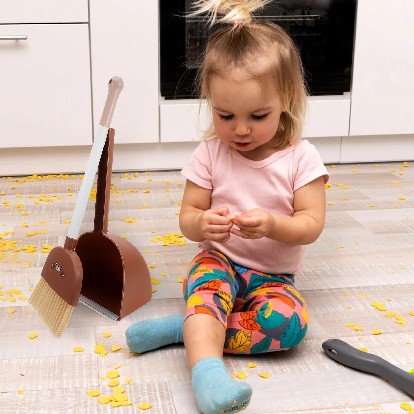 Kids Broom and Dustpan Set Cartoon Animal Style Small Toddler Cleaning Tool Lightweight Compact Housekeeping Helper for Home