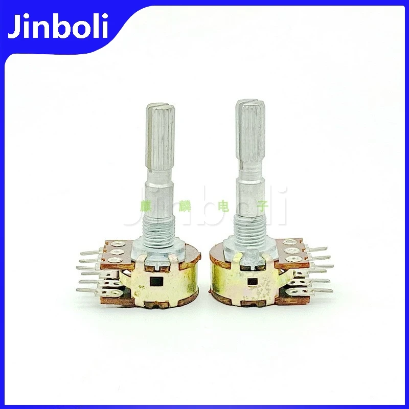 2PCS 16 Type 6Pins Double B100K Computer Speaker Amplifier Audio Treble And Bass Volume Potentiometer Handle Length 30mm