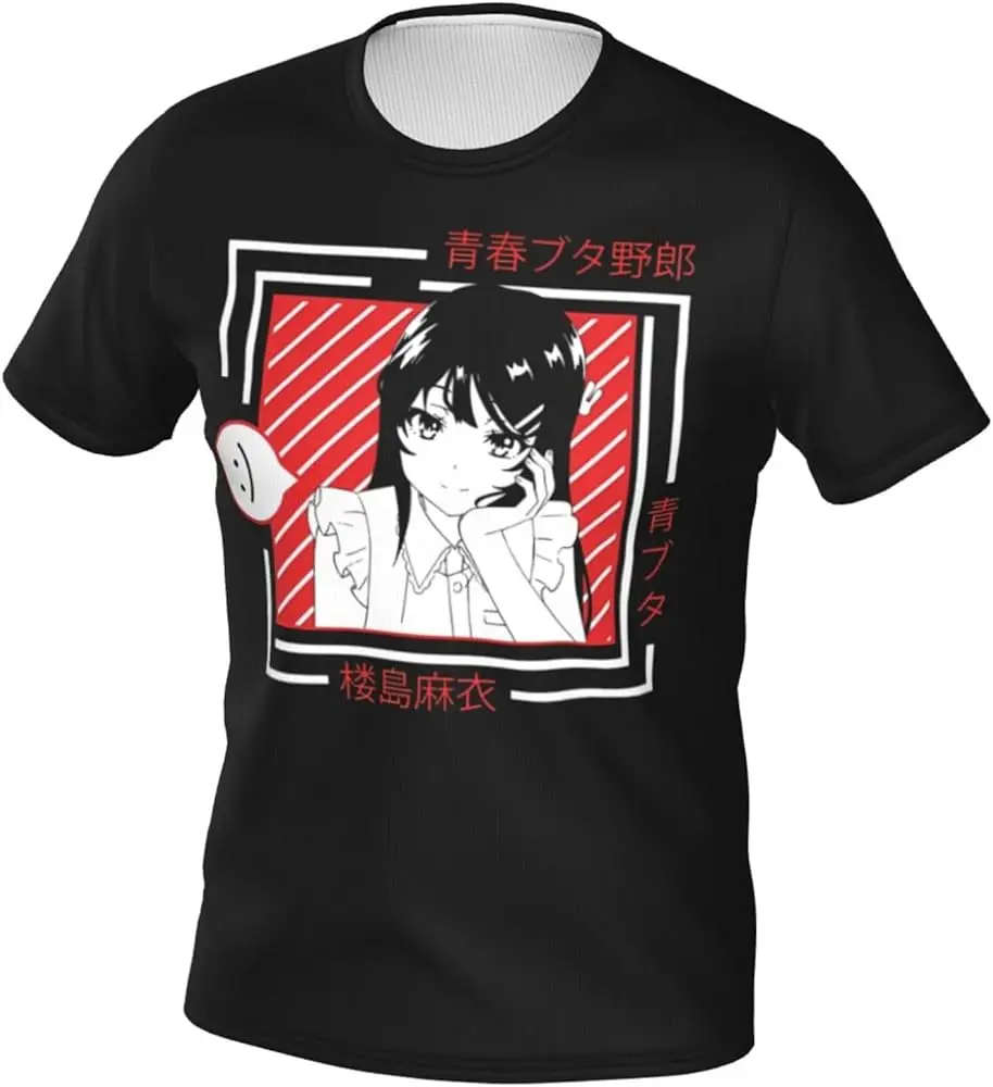 Anime T Shirts Rascal Does Not Dream of  Girl Senpai Mens Summer Cotton Tee Crew Neck Short Sleeve Tees