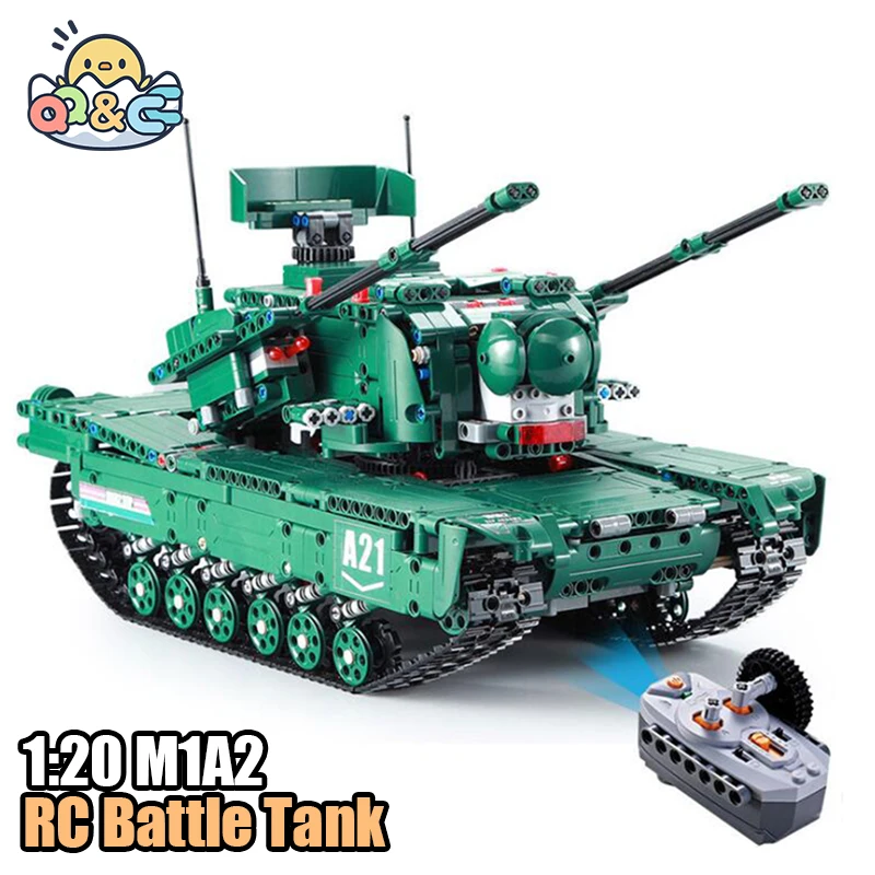 

1:20 M1A2 RC Battle Tank Building Blocks Military Weapon Remote Control Tank C61001 Bricks Anti-Aircraft Toy for Children 1498Pc