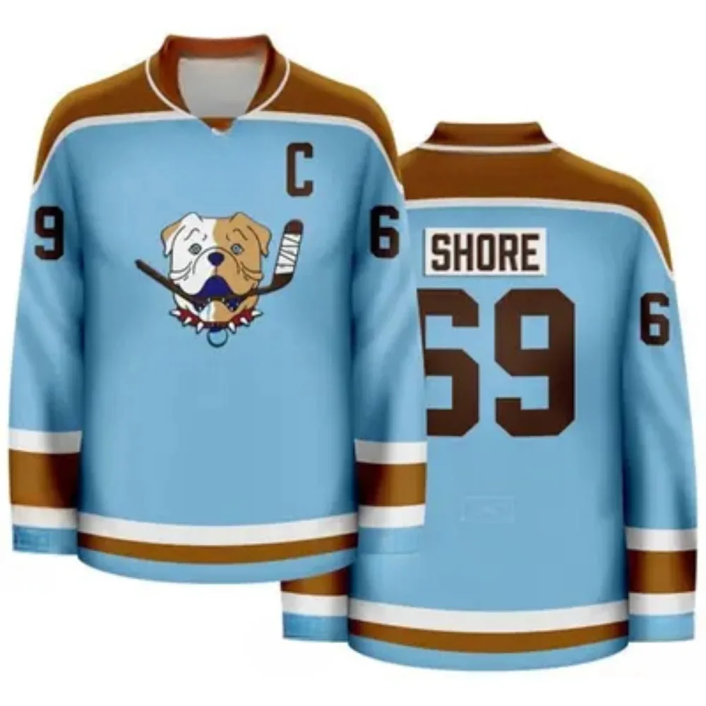 Shoresy Shore 69 Sudbury Blueberry Bulldogs Hockey Jersey V-Neck T-Shirts Unisex Casual HipHop Streetwear Fashion Tee