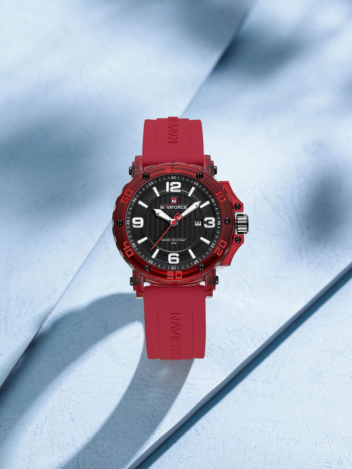 NAVIFORCE NF7125 Jam Tangan Kuarsa Wanita Modis Jam Tangan Olahraga Modis Tali Silikon Tahan Air Bercahaya untuk Wanita