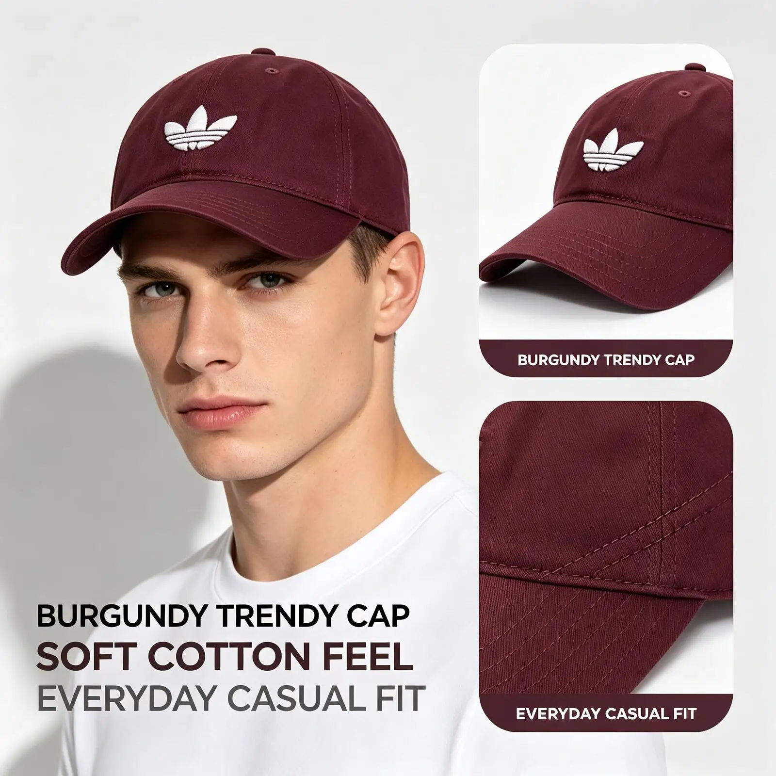 Hot 2026 Adidas Baseball Cap KC6705 One Size Fits Most Adjustable Casual Sports Sun Hat White Unisex Outdoor Travel Baseball Hat