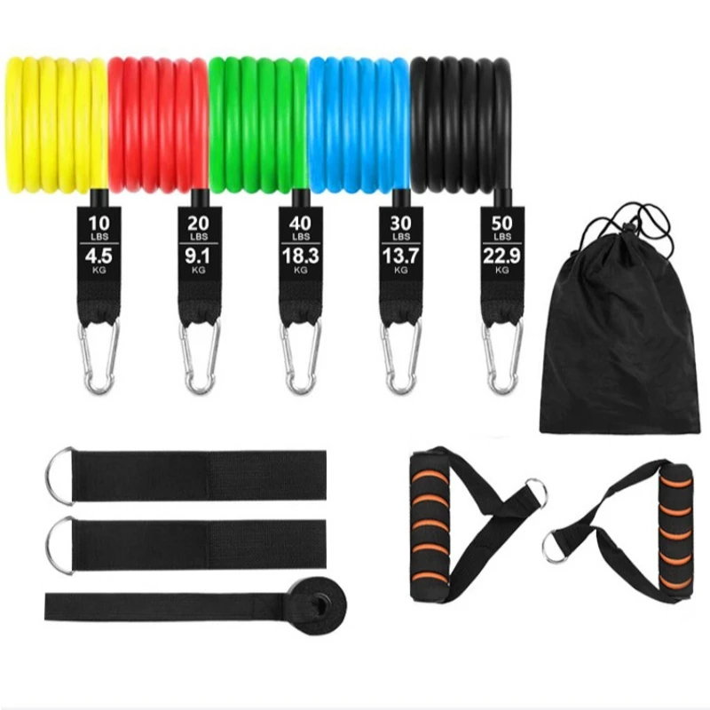 

11-Piece Resistance Bands Set, Fitness Elastic Workout Bands with Handles for Home Gym Training, Latex Exercise Tubes