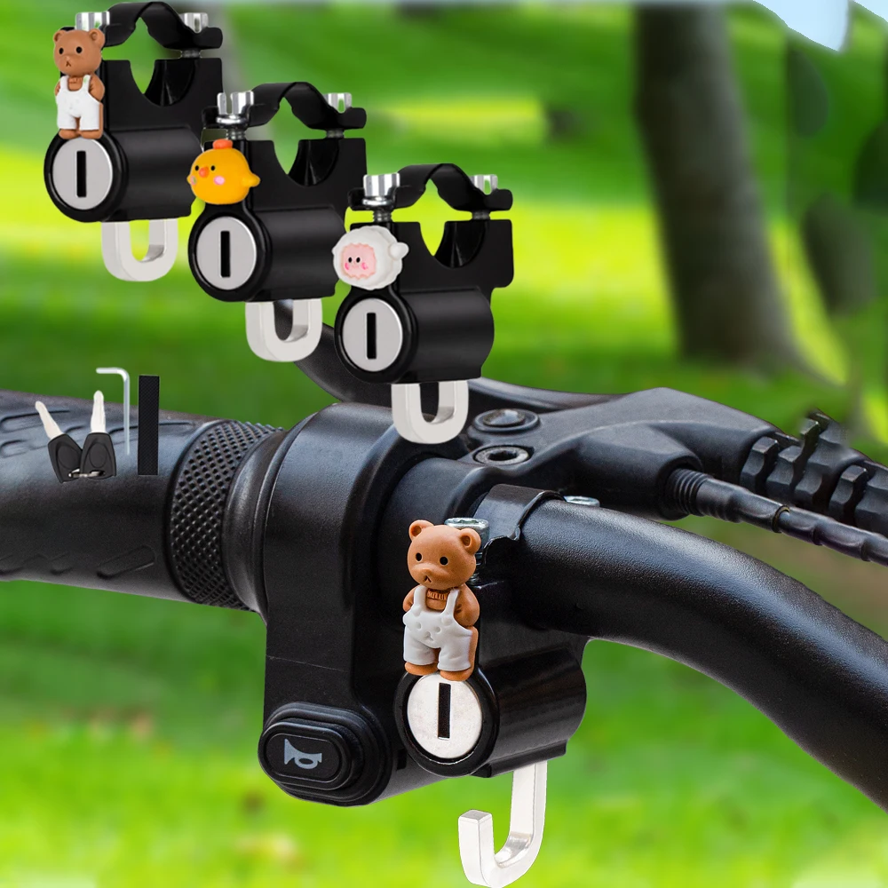 Cartoon Motorcycles Helmet Lock Anti-theft Helmet Lock Handlebar Mount Motorcycle Electric Motorbike Security Lock Accessories