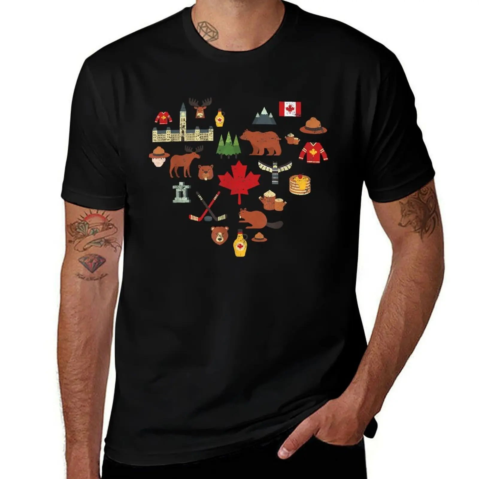 

Canadian Vintage Symbols Canada Flag Maple Leaf RCMP T-Shirt man t shirts for men T-Shirt