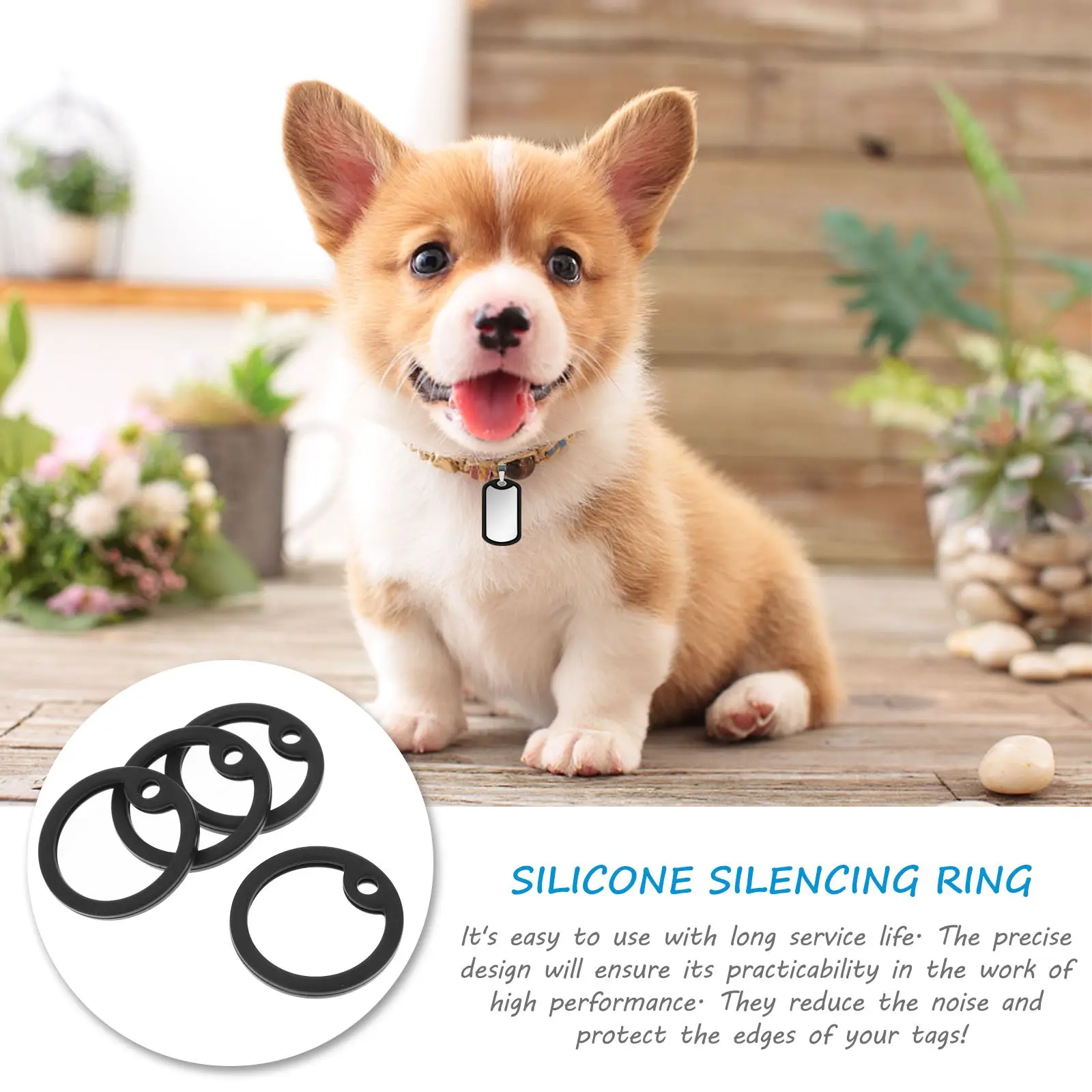 4pcs Dog Tag Silencers Dog ID Tag Silencers Dog ID Silicone Silencing Ring Dog Tag Silencers Pet Dog Supply ﻿