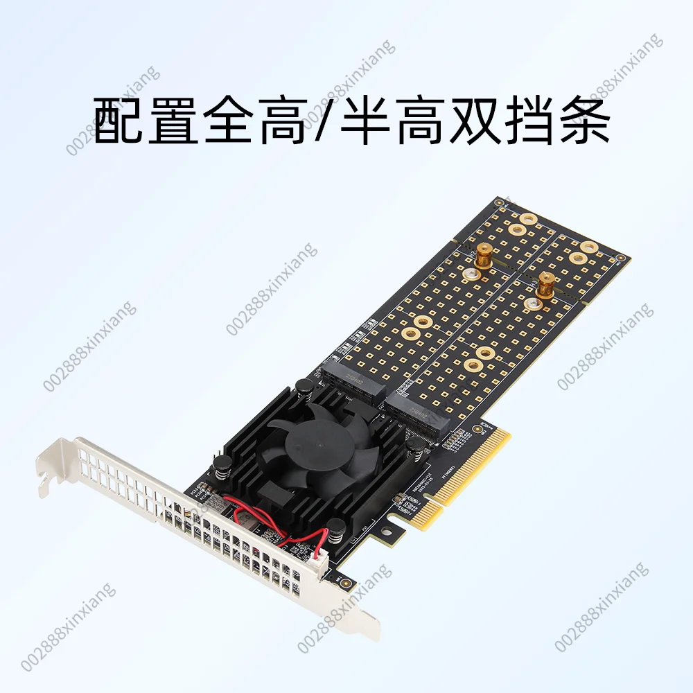 4-Bay M.2 PCIe Expansion Card PLX8747, No Bifurcation Required, Supports FN-Link, Silent Cooling, Full/Low Profile Bracket 1pcs