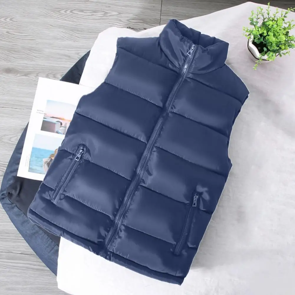 Stylish Waistcoat Wear-resistant Men Vest Solid  Color Windproof Slim Fit Sleeveless Jacket  Pockets