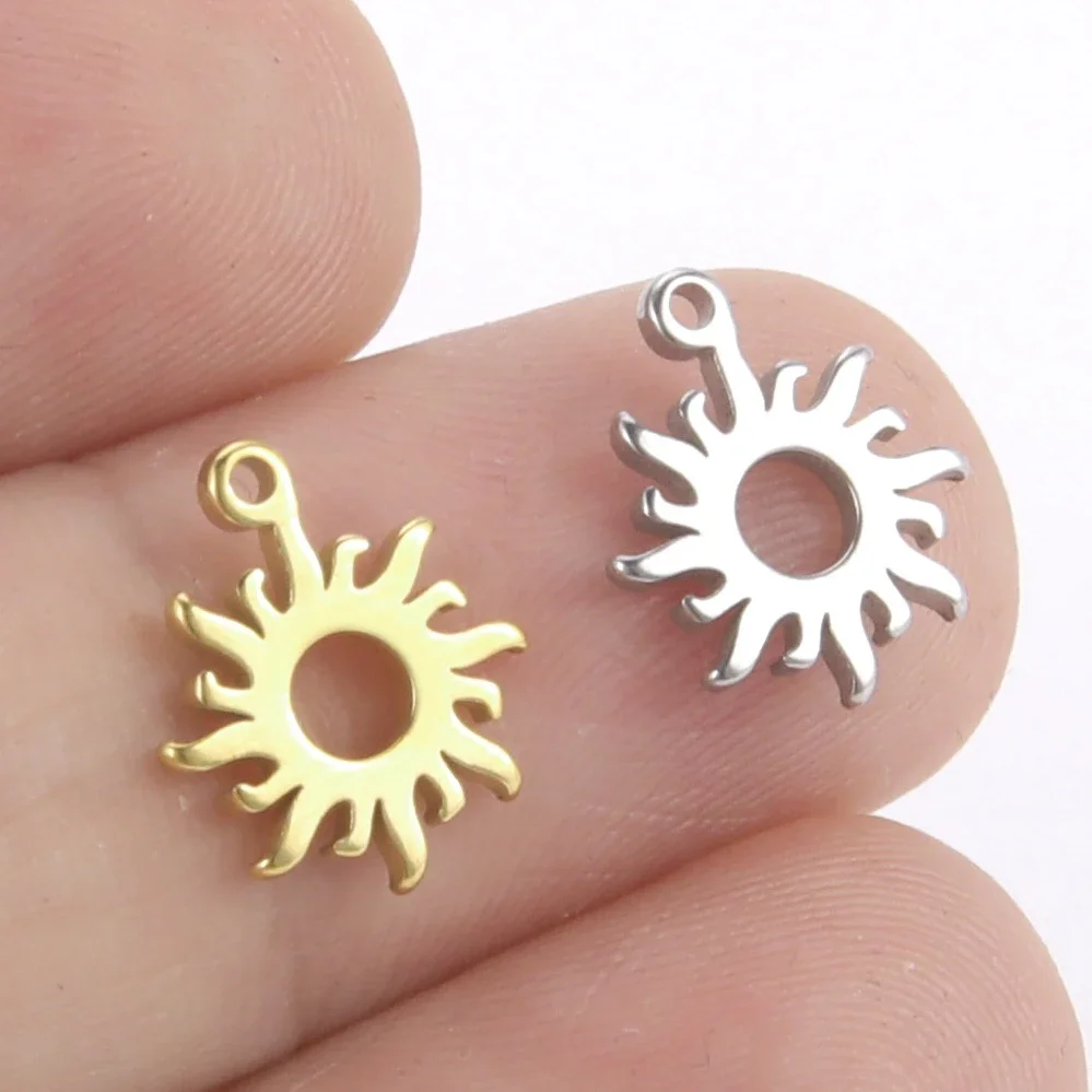 

WZNB 5Pcs Celestial Sun Charms Flower Frame Stainless Steel Pendant for Jewelry Making Diy Necklace Earring Accessories Material