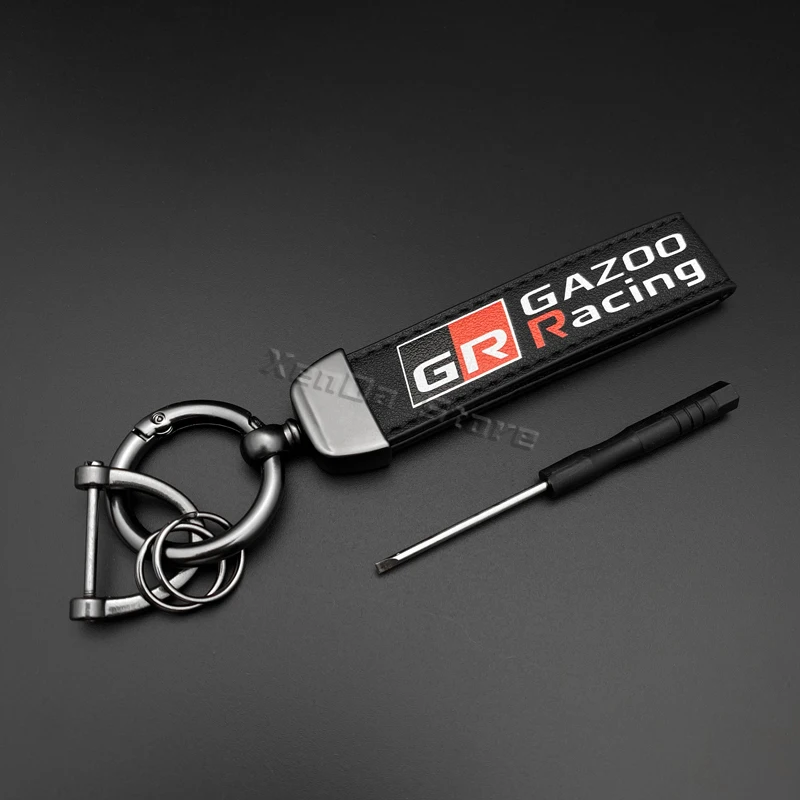 Leather Car Keychain Key Rings For Toyota GR Sport Gazoo Racing Supra Yaris 86 Corolla RAV4 Avensis Prado Prius Auto Accessories