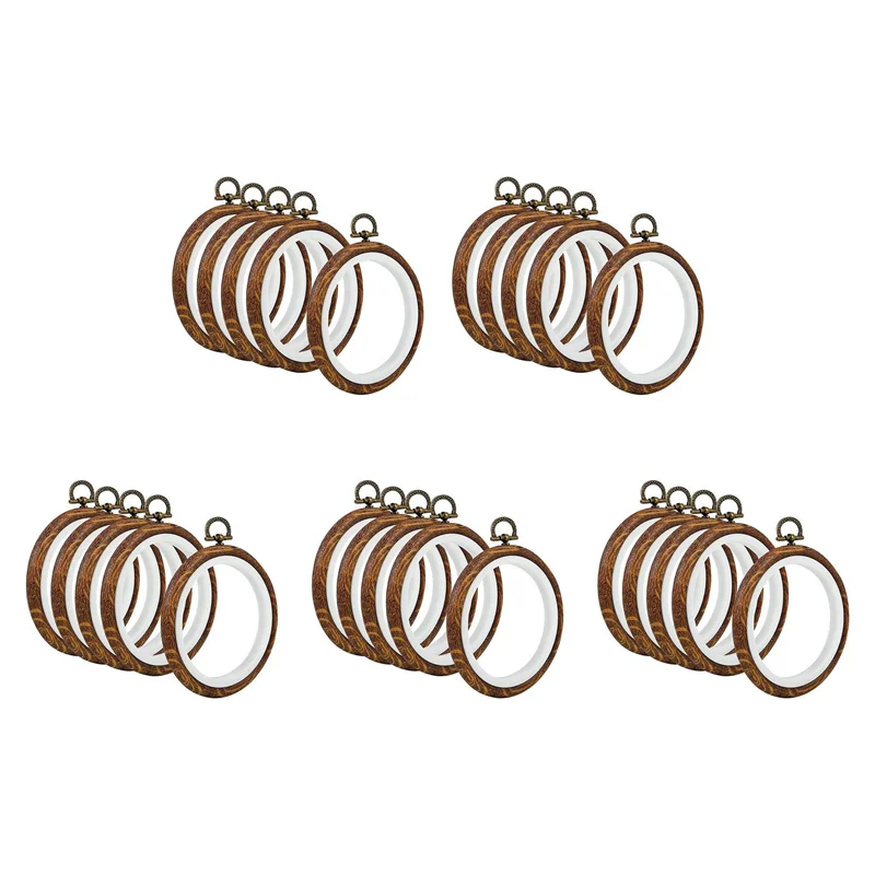 

ABUP-25Pcs Embroidery Hoops Imitated Wood Embroidery Circle Round Display Frame Circle For Art Craft Sewing And Hanging
