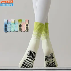 Anti Slip Fashion Gradient Yoga Socks Women Professional Pilates Socks Indoor Skipping Rope Ballet Dance Fitness Sports Socks