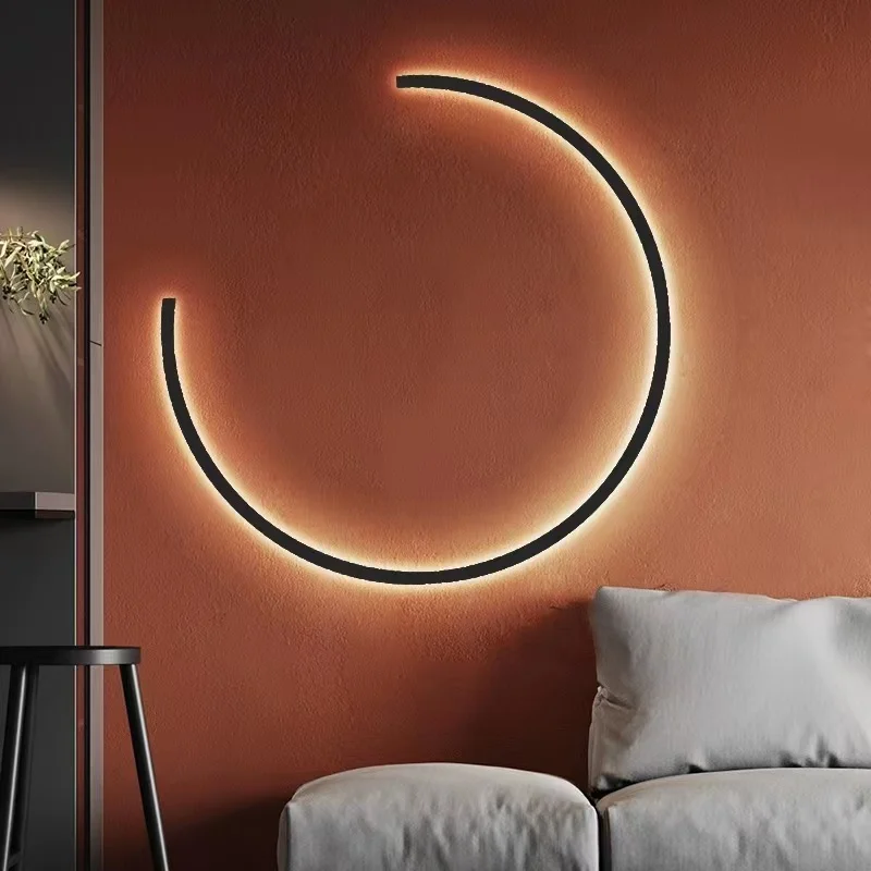 

Scandinavian Bedroom Circle Lamp Bedside Lamp Minimalist Wall Lamp Living Room Backwall Halo Light LED Decorative Ambient Lights