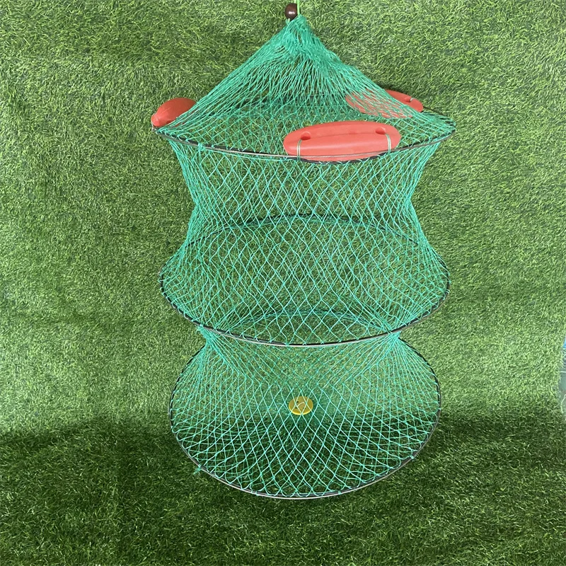 

Long Cast Net Dragon Cloth Nylon PE Double Knot Collapsible Bait Trap Crab Pot Shrimp Crayfish Keep Net