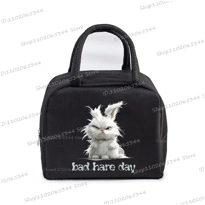 Women Men Lunch Bags Funny Bunny Portable Cooler Bag Cartoon Fashion Rabbit Print Insulation Package Kids Thermal Food Lunch Bag