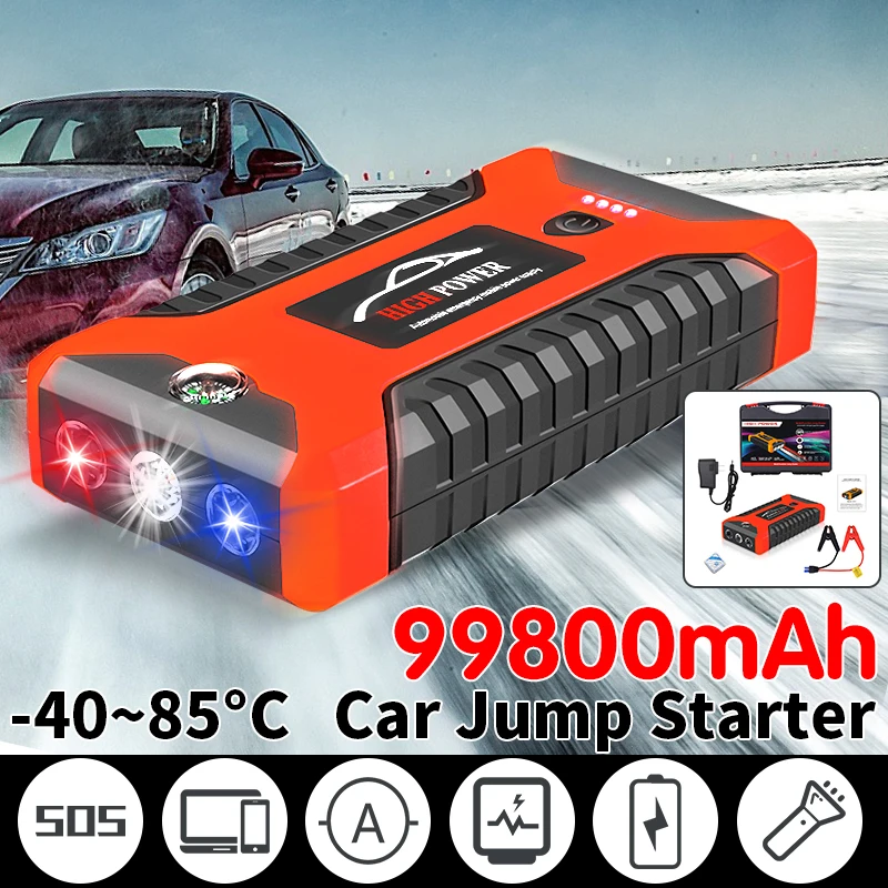 Portable Car Battery Starter Auto Jump Starter 99800mAh Petrol Diesel Car Emergency Booster Start Power Supply 12V For Cars