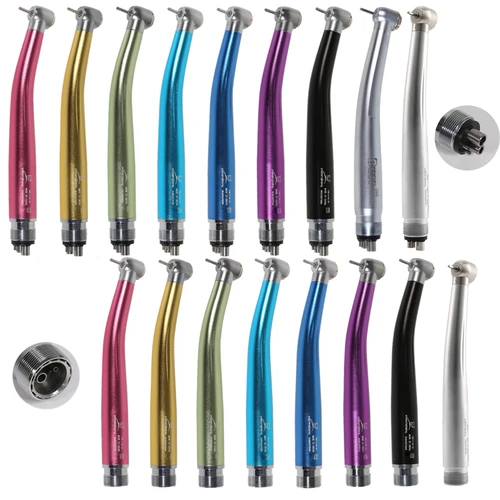 Imagen 1 del producto Dental de alta velocidad, 2/4 orificios, limpieza estándar/cabeza grande, botón pulsador, turbina de aire, estilo NSK, compatible con fresas ISO de 1,6mm