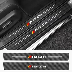 4pcs Carbon Fiber Car Door Sill Sticker For seat LEON AROSA ATECA CORDOBA IBIZA MII Carbon Guard Strips