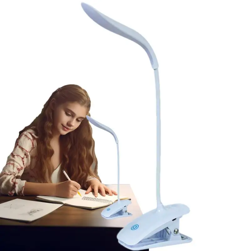 

Clip On Light For Desk 3 Brightness Study Desk Lamp Eye-Caring Student Charge And Plug Double Use Bedroom Writing Desk Light