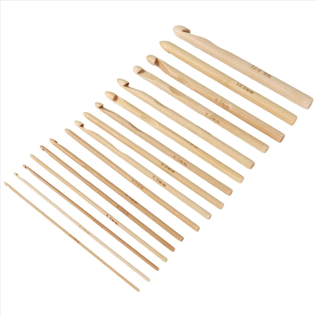 ABPP 16 Pcs Crochet needles knit in wood knitting wool 2.0 mm - 12.0 mm Crochet Hook