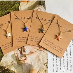 Bohemia Blue Black Cute Starfish Pendant Necklace For Women Colorful Summer Fashion Charm Necklace Jewelry Gift for Friend