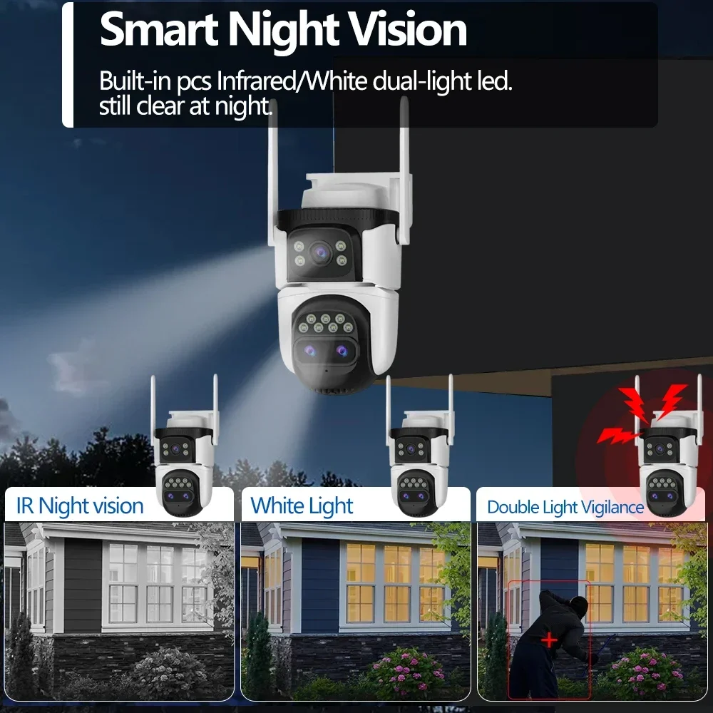 15MP 4G Solar-Powered Outdoor Camera with Dual Lens 10X Zoom Auto-Tracking IP66 Waterproof Infrared Night Vision Wide-Angle View