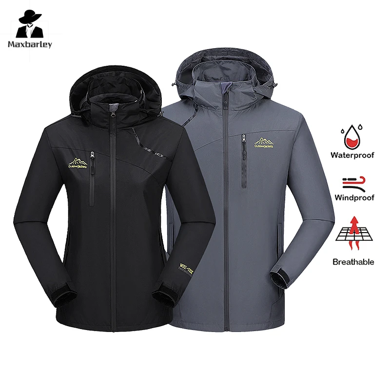 Jaqueta impermeável caminhadas para homens e mulheres, Outerwear extragrande, blusão ao ar livre, capa de chuva, Camping, Trekking, escalada, Softshell, M-8XL