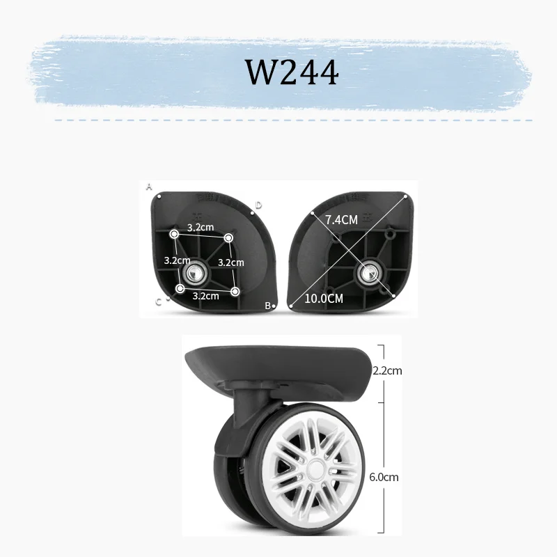 For W244 Luggage Wheel Repair Kit - Silent Replacement Wheels Heavy-Duty 360° Swivel Wheels Fits Most Luggage Carriers