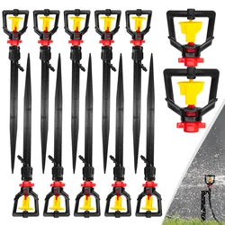 5PCS 360° Rotary Micro Sprinkler Garden Drip Irrigation Nozzle Adjustable Emitters 13CM Stake Sprayer Greenhouse Watering System