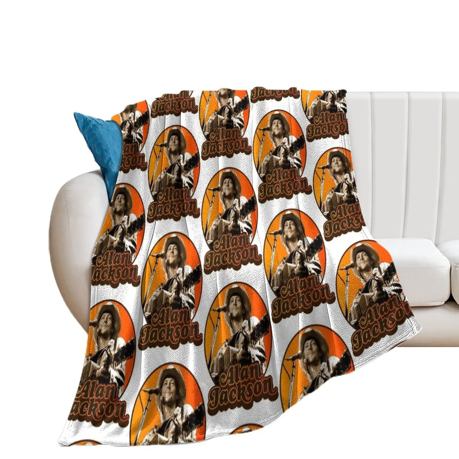 

Alan Jackson ))(( Retro Style Classic Country Fan Throw Blanket Plaid on the sofa Flannel Fabric Blankets