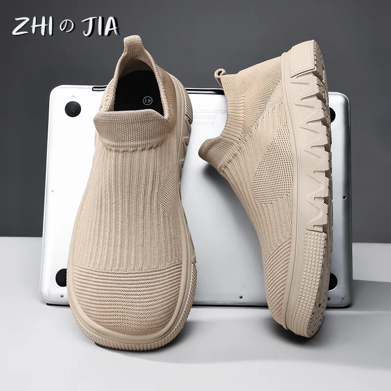 New Men Women Slip On Sneakers Couples Wide-toe Mesh Knitted Socks Shoes Spring Summer Outdoor Casual Shoes 36-46