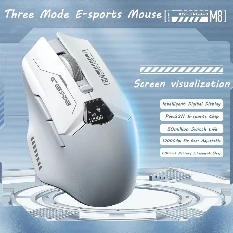 

NEW Gaming Mouse Wireless Bluetooth Mouse With Lntelligent Digital Display Three Mode E-sports Mouse 2.4G For Laptop PC Computer