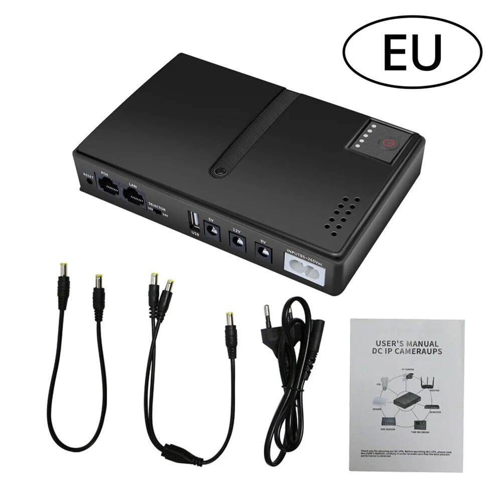 DC UPS Battery Backup Built-in Adapter Uninterruptible Power Supply 5/9/12/15/24V For WIFI Router Switch Phone Tools Kit