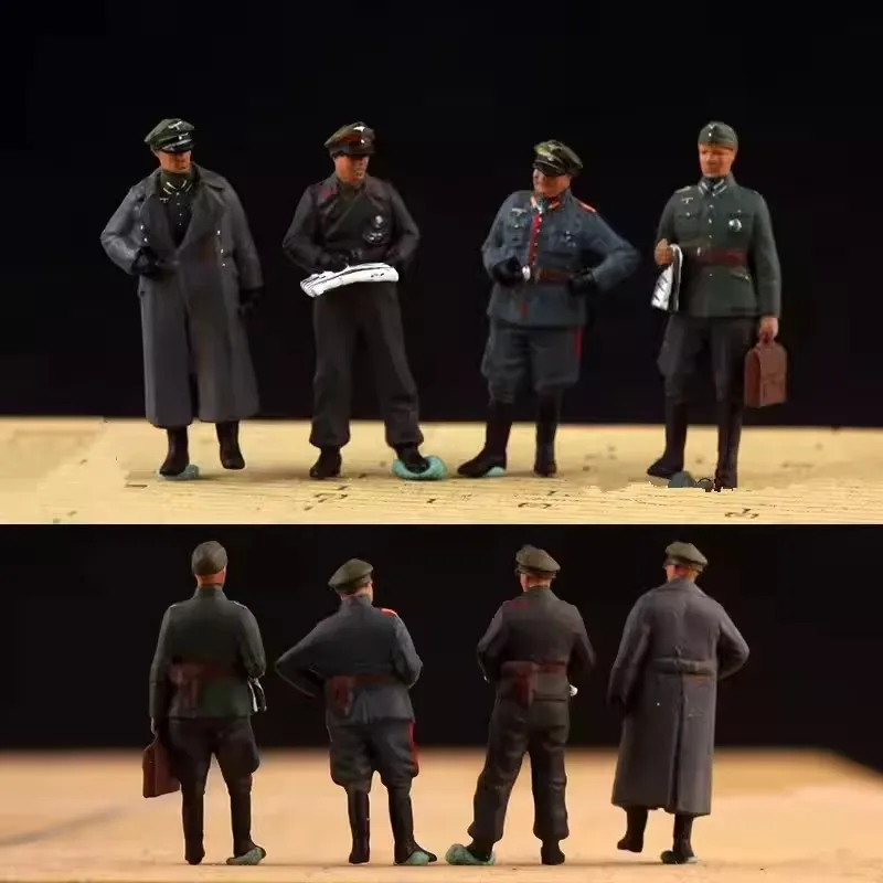 1/72 Skala 2/4 Szt. Niemiecki Oficer Spotkanie Grupa Żołnierzy Zimowi Oficerowie i Żołnierze Figurki Model DIY Akcesoria do Scen
