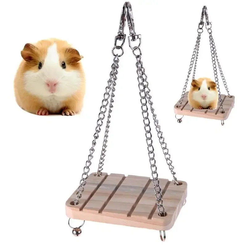 Pet Hamster Bird Wooden Toy Game Board Hanging Swing Squirrel Fun Springboard Hamster Chinchilla Cockatiel Swing Ladder