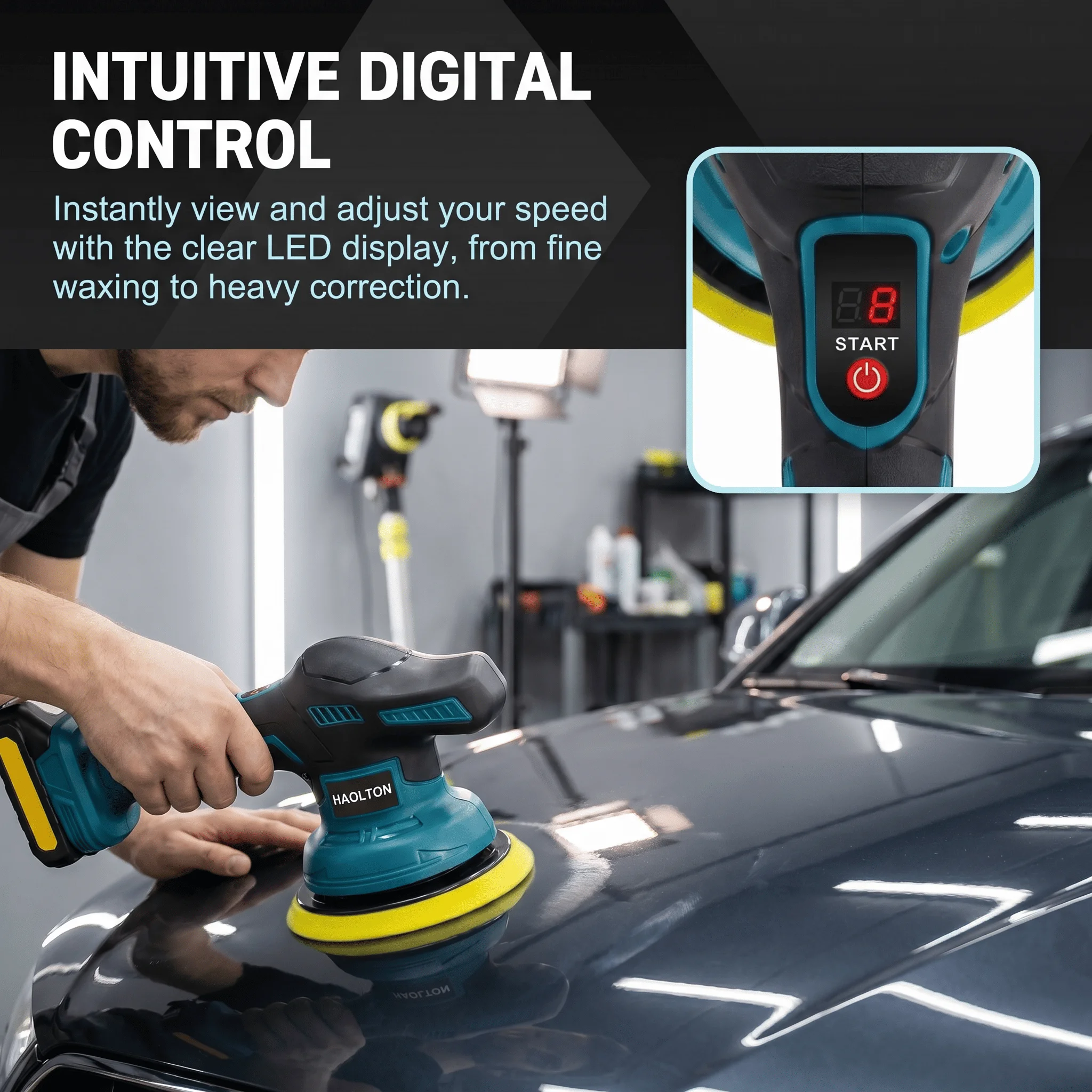 MAKITA 18V HAOLTON Cordless Car Polisher Dual Action Wireless Polishing Machine Electric Polish Machines Adjustment Power Tools view 6