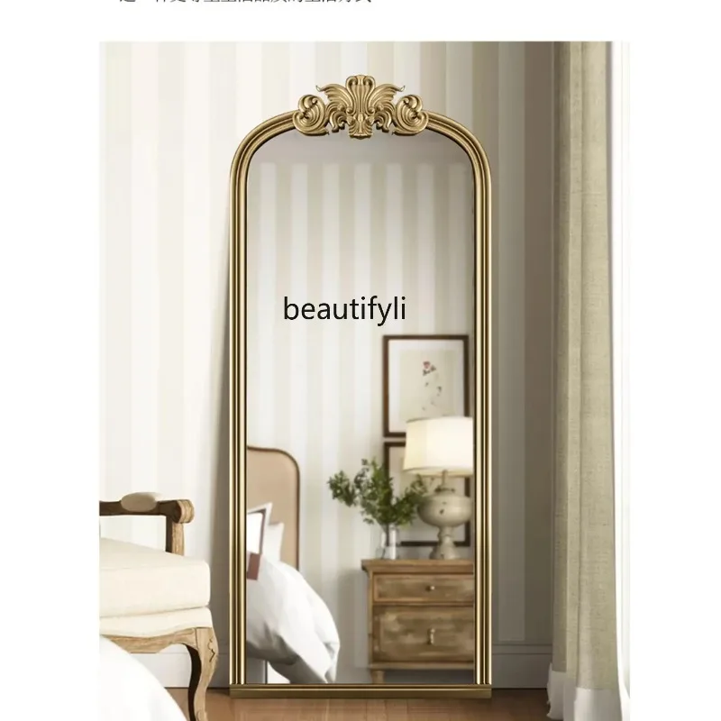 f185 European and American Dressing Classical Full-Length  Wooden Frame Carved Vintage Floor Large Size Household Full-Length Mi