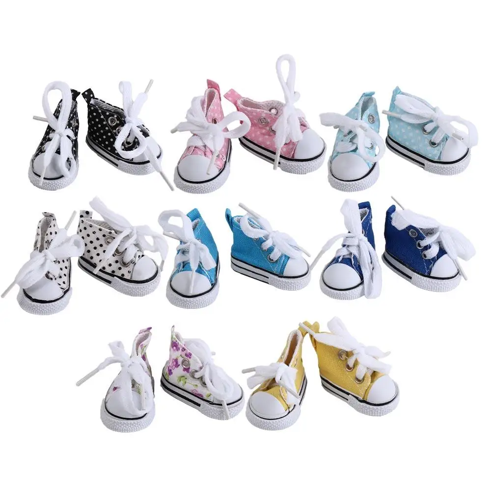 BJD Accessories Cute Doll Mini Canvas Shoes Mini Kawaii Doll Casual Canvas Shoes Plastic 5CM Doll Sneakers Girl Gift