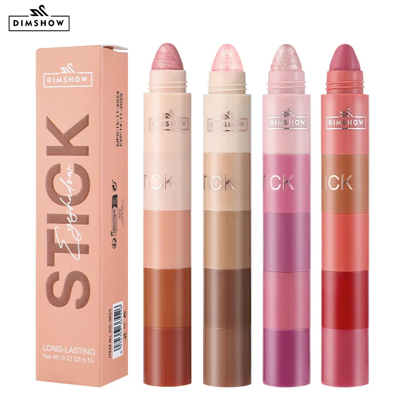 5-in-1 Lazy Eyeshadow Pen Highlighter No-Makeup Look Eye Puff Pen Pearlescent Waterproof Eyeshadow Stick Set Complete Makeup Kit