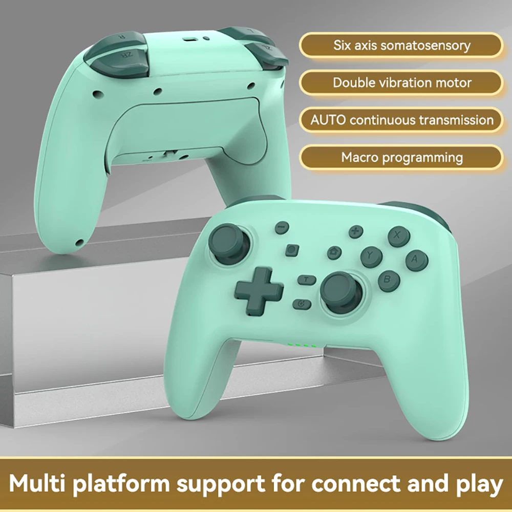 S07 SwitchPRO Green Wireless Bluetooth Gamepad Switch Gamepad Six-axis Body Sensing Dual Vibration Macro Programming