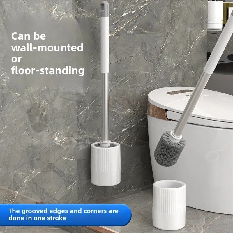 Toilet Brush Set with Holder, Wall Mounted Long Handle Toilet  Flexible Toilet  room Brush Cleaning Tools
