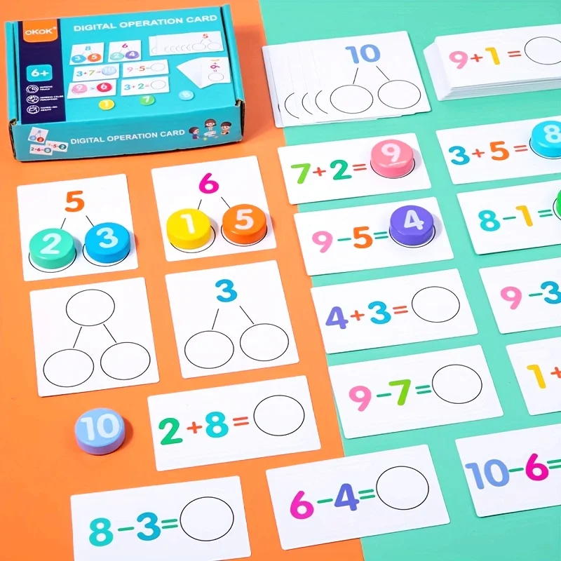 Digital Operation Card Children's Arithmetic Block Teaching Tool Mathematical Addition and Subtraction Cognition Cards