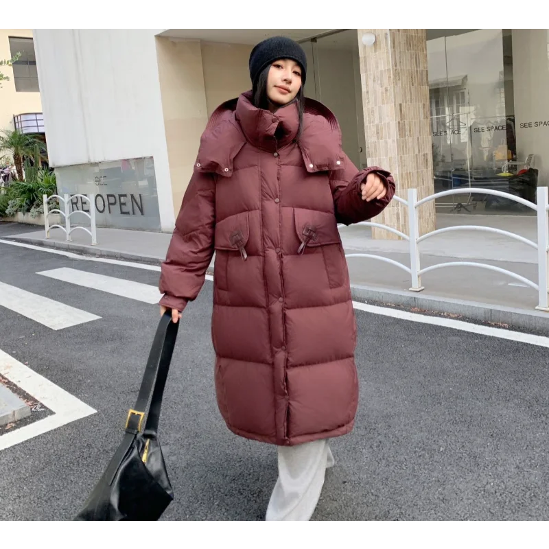 

Long Down Jacket 2025 Winter New Arrival Oversized Fashion Thickened Warm Hooded Loose-Fit Versatile Coat