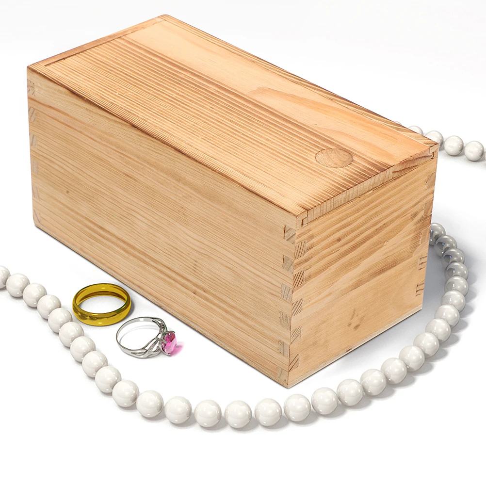 

2 Pcs Storage Boxes Wooden Decorative Case Keepsake with Lids Souvenir Unfinished Small Women's