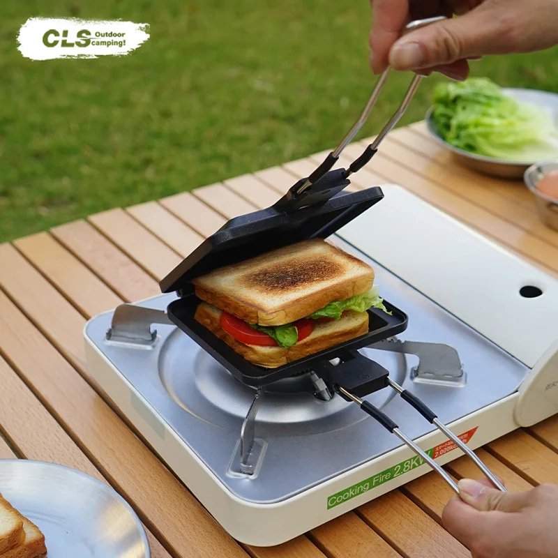 

CLS Folding Sandwich Grill Pan Household Breakfast Pan Picnic Toast Bread Frying Pans Outdoor Portable Non-Staying Frying Pans
