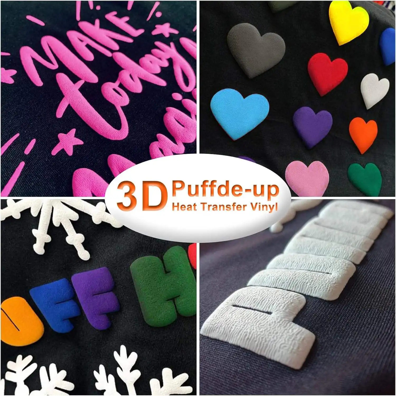 High Quality XBH Brand Heat Transfer Vinyl Film Sheet HTV 3D Foam Puff Lettering A4 Size Clothing Printing Customized Logo MOQ 1
