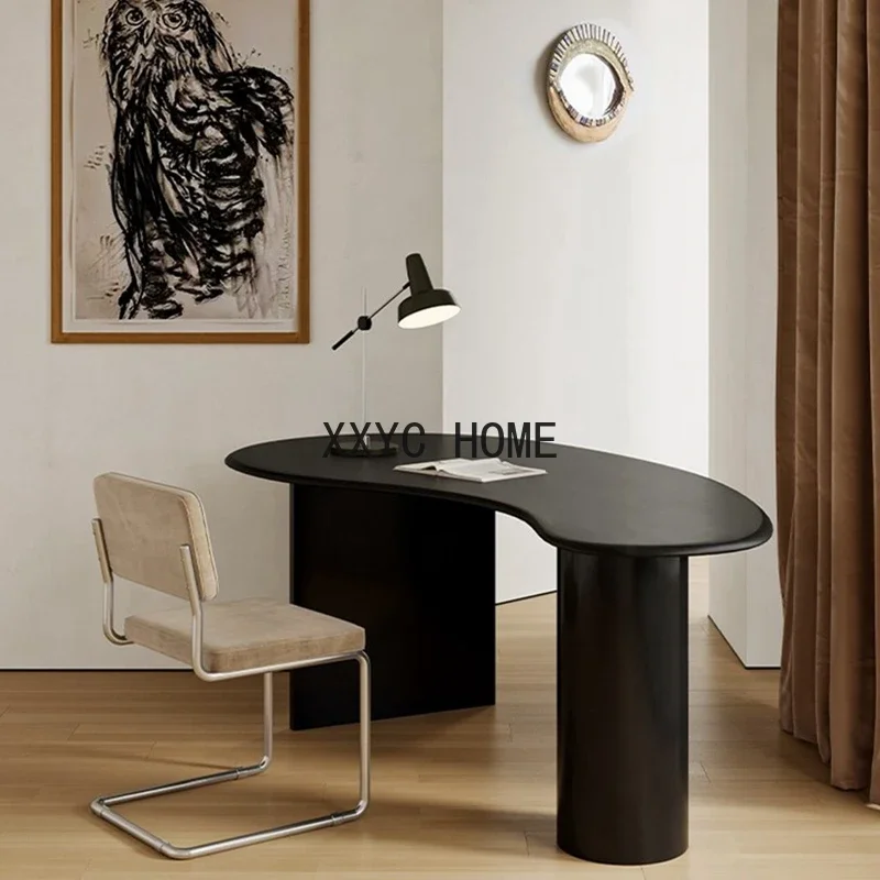 

Nordic minimalist solid wood B&B writing black desk