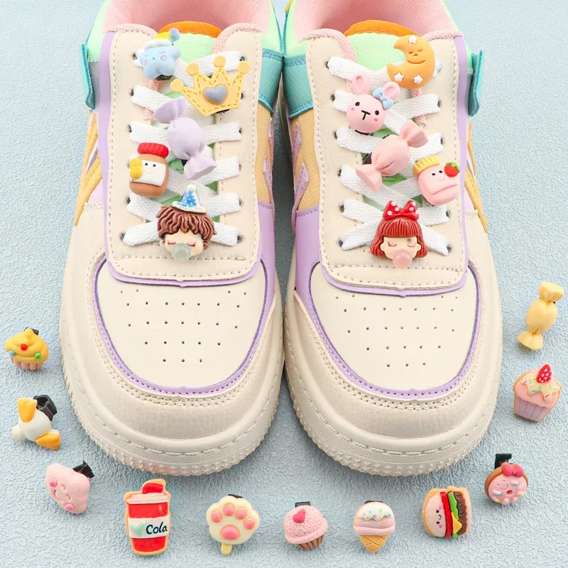 Lacci delle scarpe decorazione clip lacci delle scarpe fibbia cartone animato corona torta caramelle Macaron colore scarpe accessori per ragazza